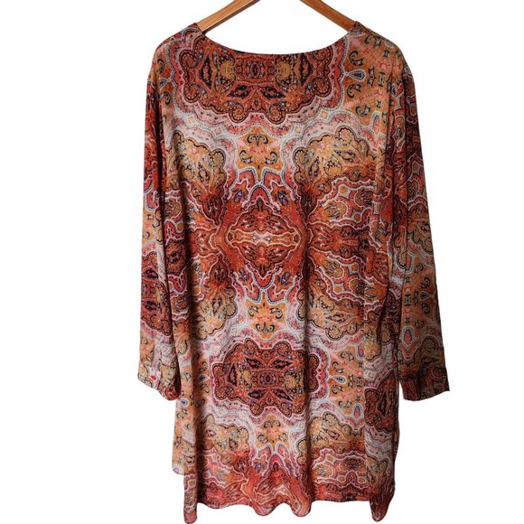 Chico's Women’s‎ Paisley Tunic Top Boho Floral Mandala Blouse size XXL 20 22 - Picture 10 of 14